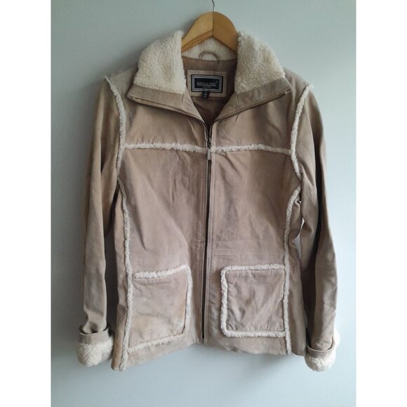 Vtg Womens Boho Western Suede Sherpa Clean Girl Quiet Luxury Sz Small Zip Jacket - Picture 8 of 16